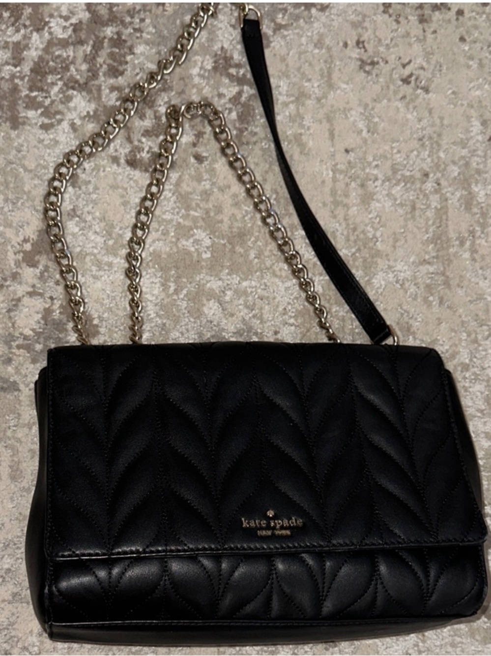 kate spade Black Quilted Crossbody with Gold Chain Strap